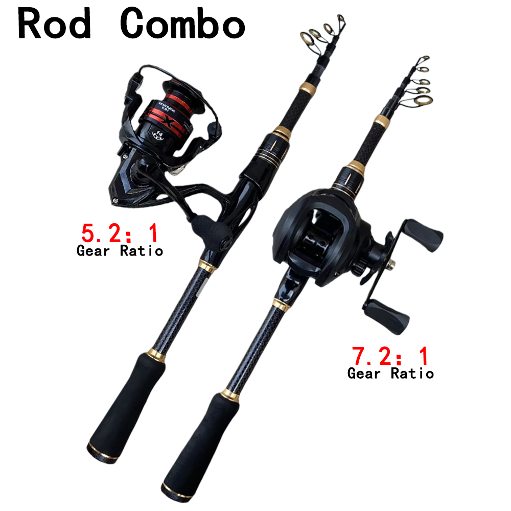 Spincast Reel - 伸縮式ベイトキャスティング釣り竿リールセット 1.8m-2.1m ルアーWT.3-25g 高品質アウトドア釣りコンボ 海水/淡水用