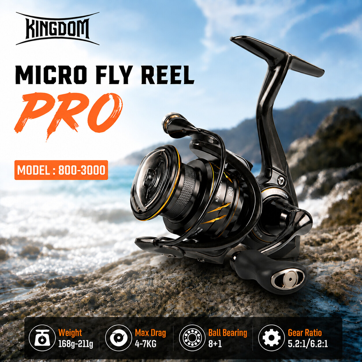 キングダム マイクロ フライ プロ フィッシング スピニング - Abu Garcia Reel Max のレビューと価格